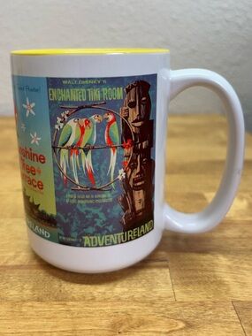 Disney Parks Adventureland Mural Mug Pirates Tiki Room Jungle Cruise & Birds